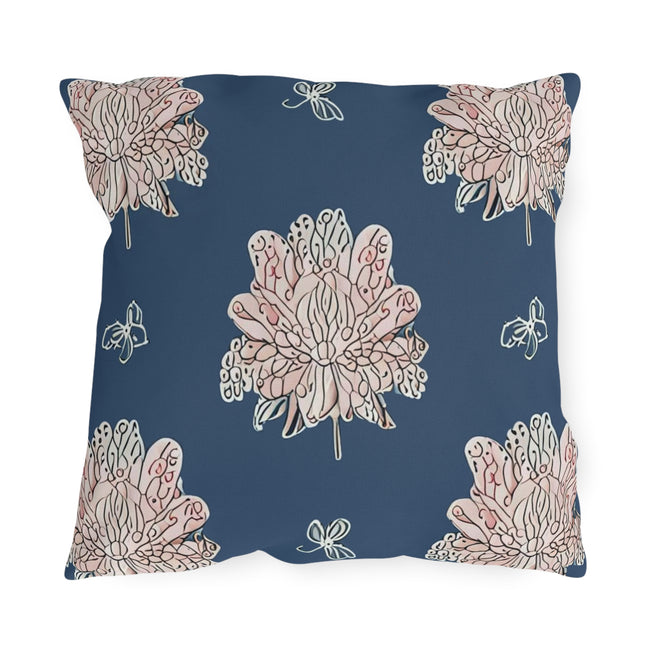 Rose White Floral Butterflies 18" x 18" Outdoor Pillow