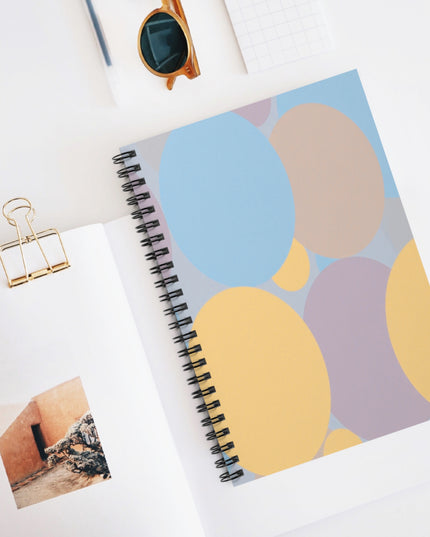 Pastel Baby Blue and Peach Patches Spiral Notebook - Ruled Line, 6" x 8", 118 pages