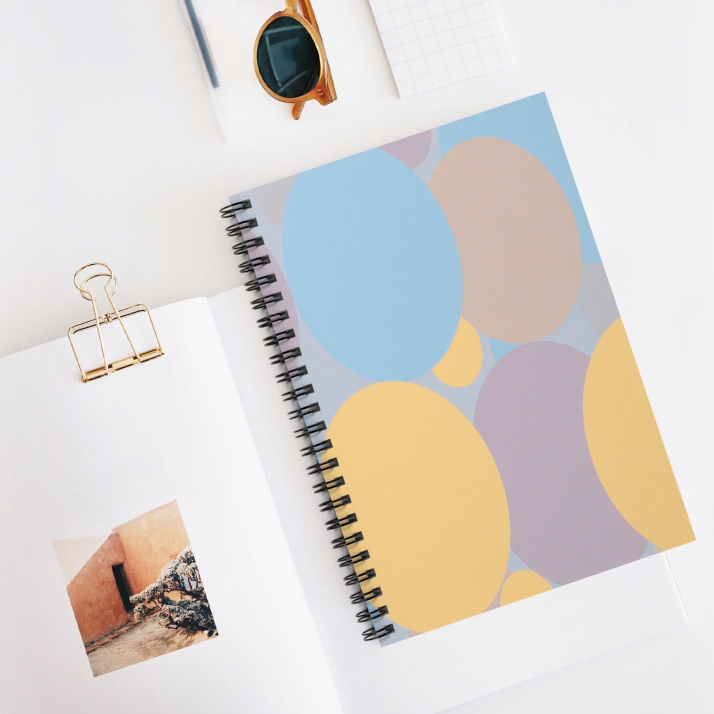 Pastel Baby Blue and Peach Patches Spiral Notebook - Ruled Line, 6" x 8", 118 pages