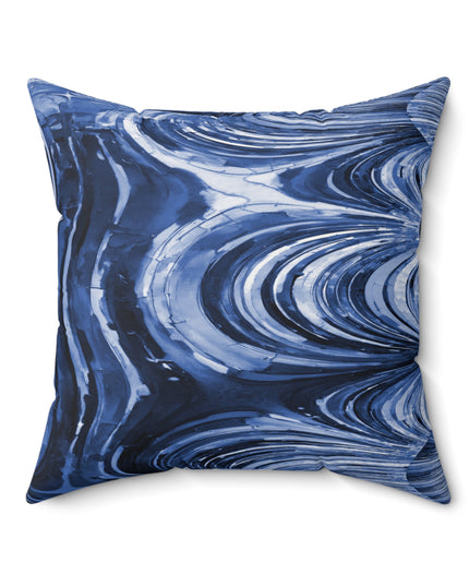Uzi Spiral Deep Blue Faux Suede Square Pillow, 20" x 20"