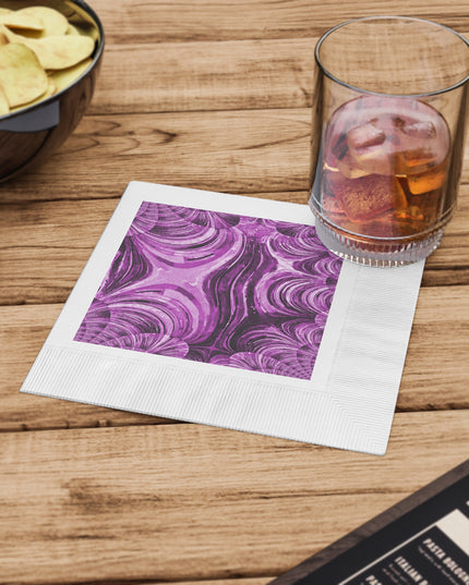 Uzi Spiral Powder Lavender White Coined Napkins, 6.5" x 6.5"