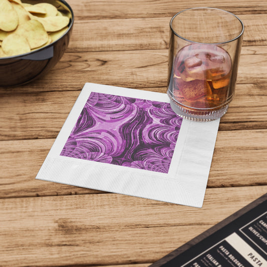 Uzi Spiral Powder Lavender White Coined Napkins, 6.5" x 6.5"