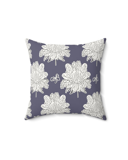 White Floral Butterflies 14" x 14" Faux Suede Square Pillow