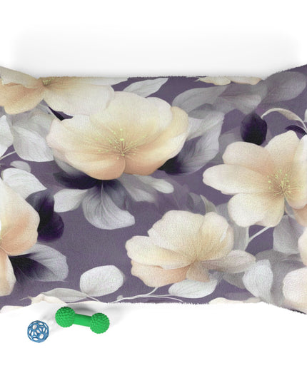 White Blush Floral Bunch Pet Bed, 40" × 30"