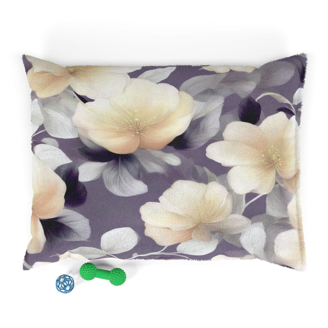 White Blush Floral Bunch Pet Bed, 40" × 30"