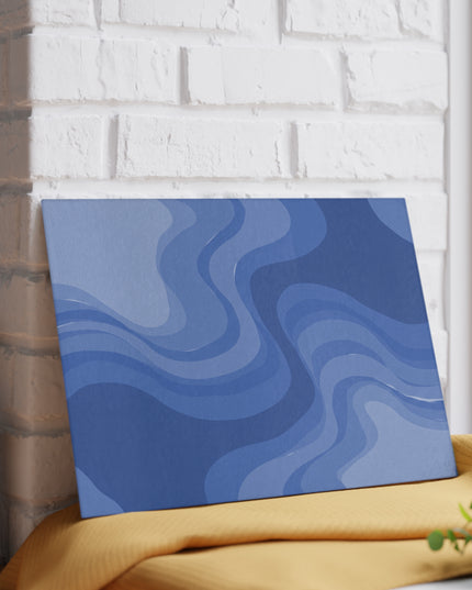 Deep Blue Wavey 8" x 11" Glass Cutting Board