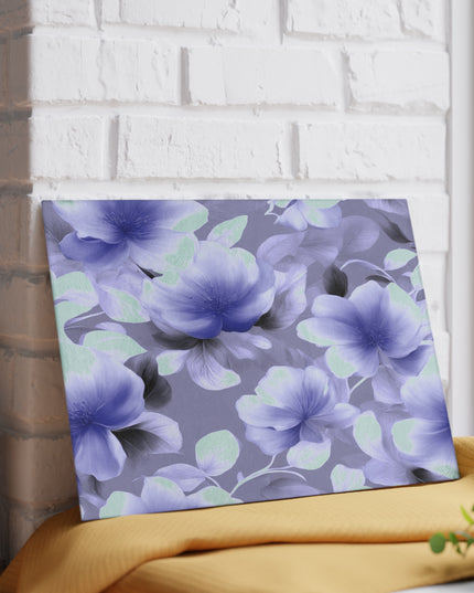 Indigo Blossom Floral Bunch Glass Cutting Board, 8" x 11"