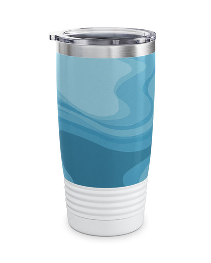 Sky Blue Wavey Ringneck Tumbler, 20oz in white