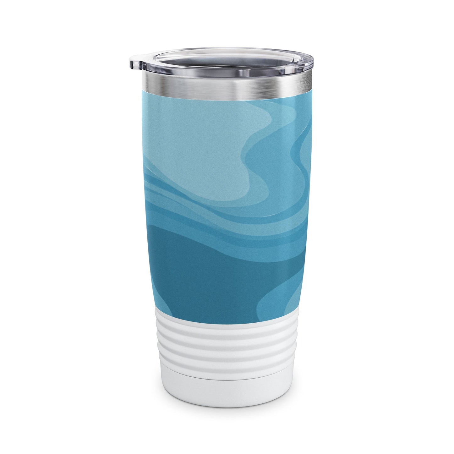 Sky Blue Wavey Ringneck Tumbler, 20oz in white, steel and black