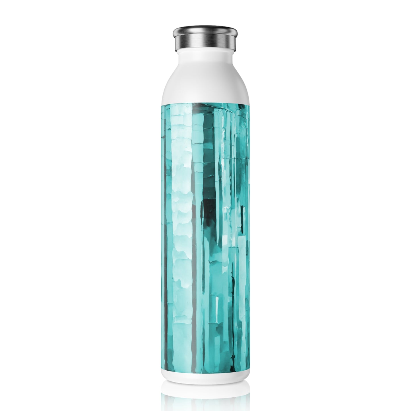 Striped Tif Slim Water Bottle, 20 oz White