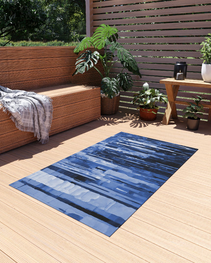 Striped Deep Blue 36" x 60" Outdoor Rug