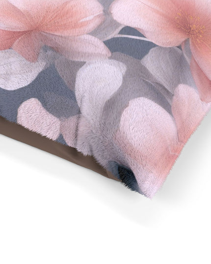 Peach and Blue Gray Floral Bunch Pet Bed, 40" × 30"
