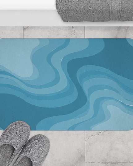 Sky Blue Wavey 34" x 21" Bath Mat