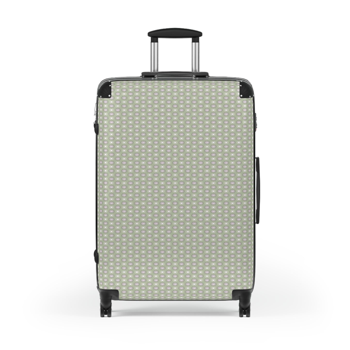 Olive Star-crossed Bodies Large Suitcase with built in lock, 4 double-wheels, telescopic handle, and ABS back hard-shell