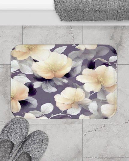 White Blush Floral Bunch 24" x 17" Bath Mat