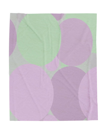 Pastel Lavender Purple and Soft Green Patches Velveteen Plush Blanket, 50" x 60"
