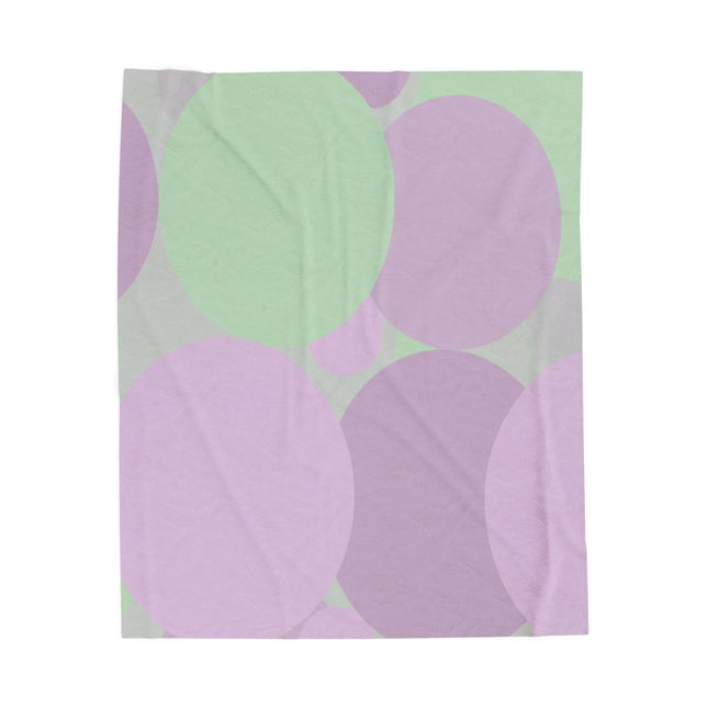 Pastel Lavender Purple and Soft Green Patches Velveteen Plush Blanket, 50" x 60"
