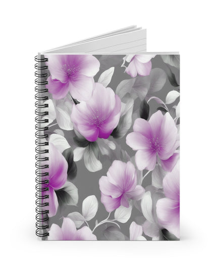 Purple Blossom Floral Bunch Spiral Notebook - Ruled Line, 6" x 8", 118 pages