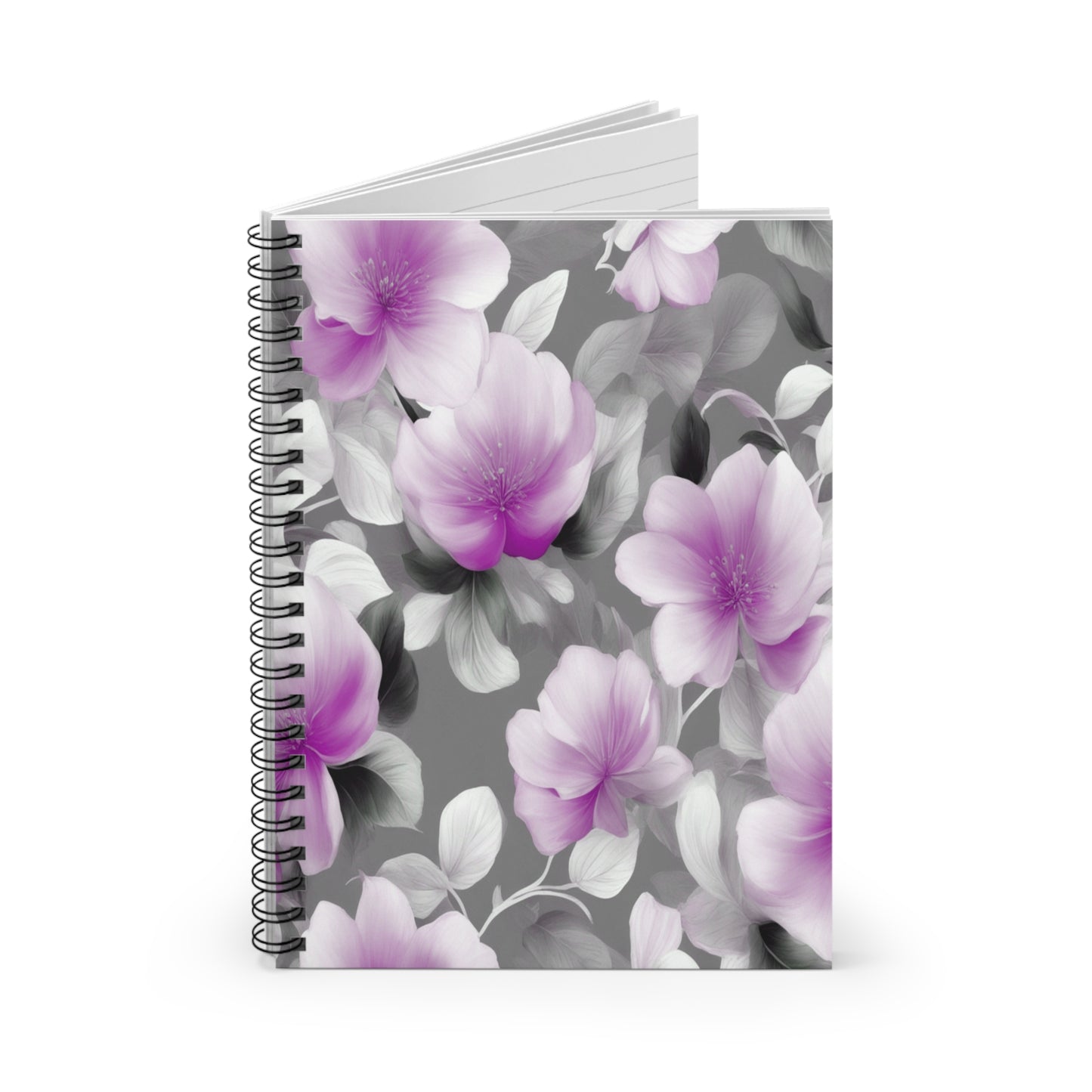 Purple Blossom Floral Bunch Spiral Notebook - Ruled Line, 6" x 8", 118 pages