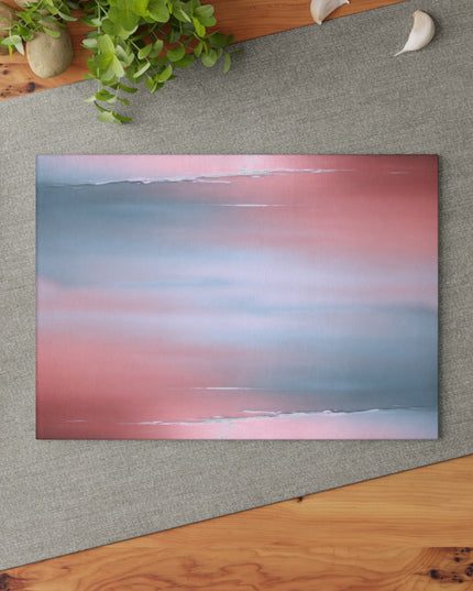 Gray Sea Pink Fog 8" x 11" Glass Cutting Board