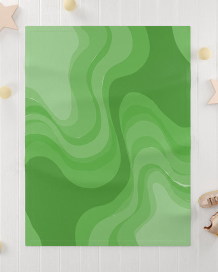 Greenie Meanie Wavey Soft Fleece Baby Blanket, 30" x 40"
