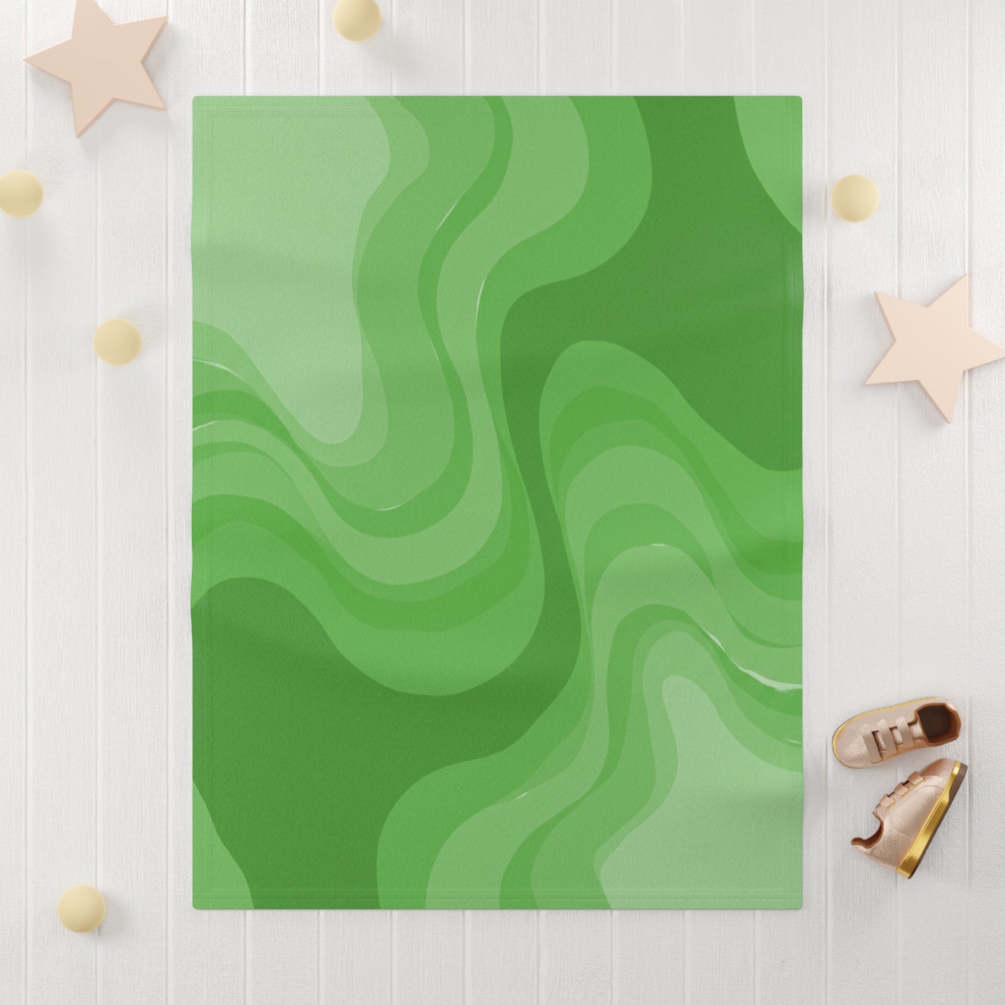 Greenie Meanie Wavey Soft Fleece Baby Blanket, 30" x 40"