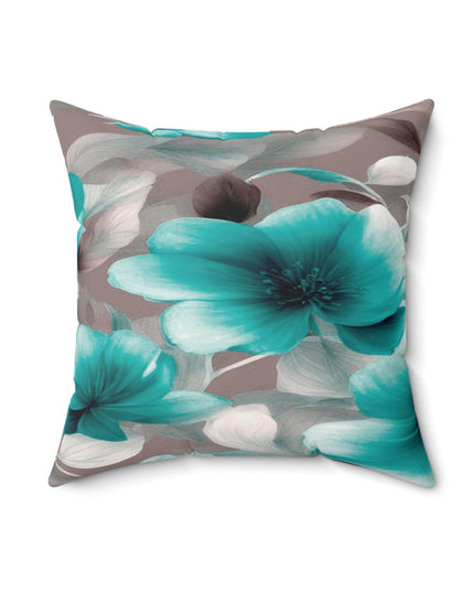 Tif Green Gray Floral Bunch Faux Suede Square Pillow, 18" x 18"