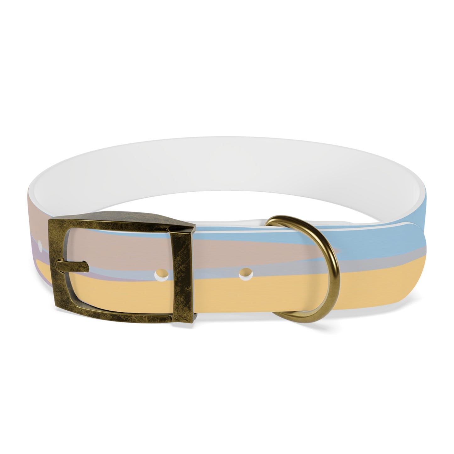 Pastel Baby Blue and Peach Patches Medium Dog Collar