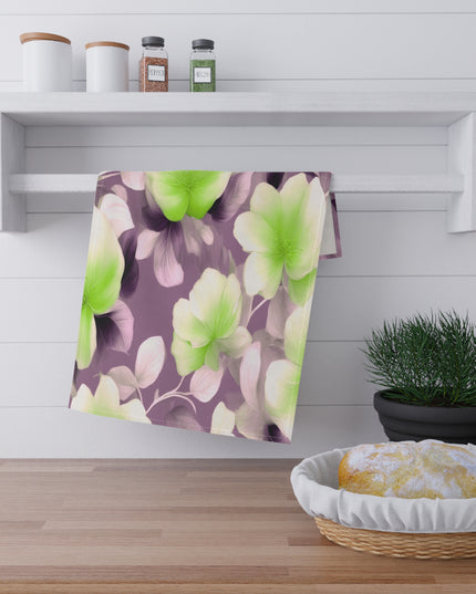 Lime Lavender Floral Bunch Tea Towels (cotton, poly), 18" x "30