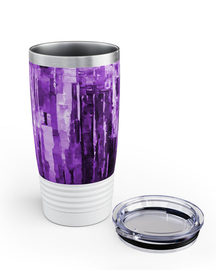 Striped Powder Lavender Ringneck Tumbler, 20oz in white