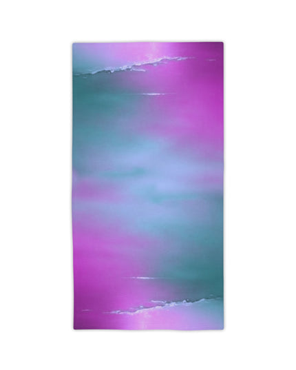 Dark Blue Green Sea Purple Fog Beach Towel, 24" x 44"