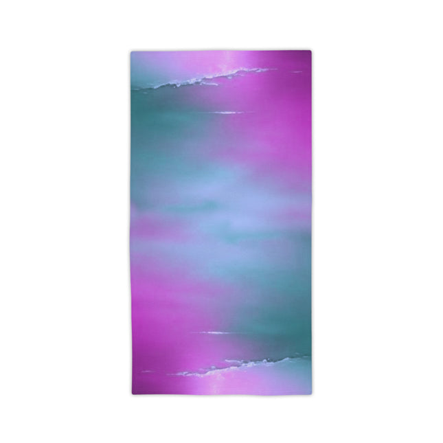 Dark Blue Green Sea Purple Fog Beach Towel, 24" x 44"