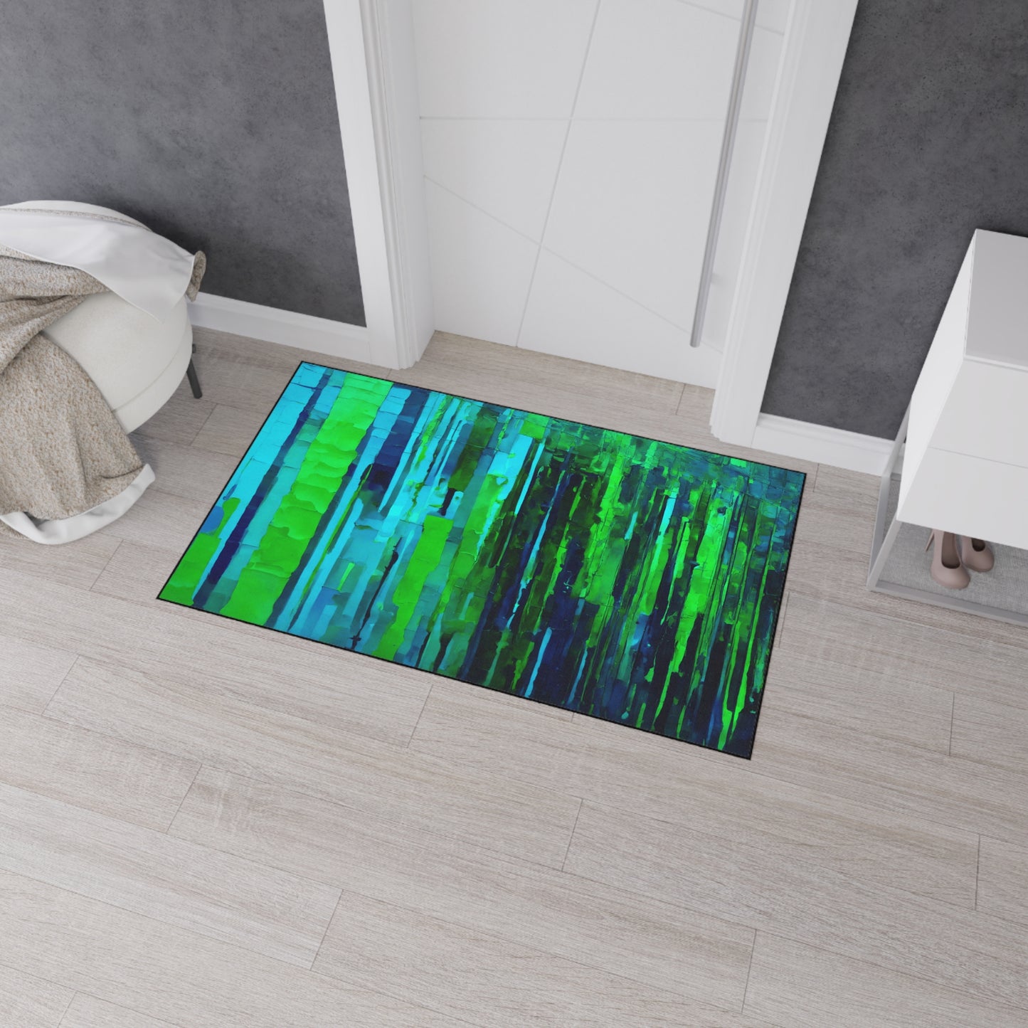 Striped Blue Green 36" x 60" Heavy Duty Floor Mat