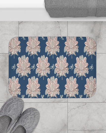 Rose White Floral Butterflies 24" x 17" Bath Mat