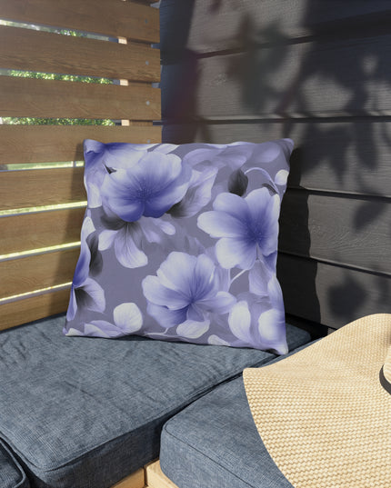 Indigo Blossom Floral Bunch Outdoor Pillow, 16" x 16"