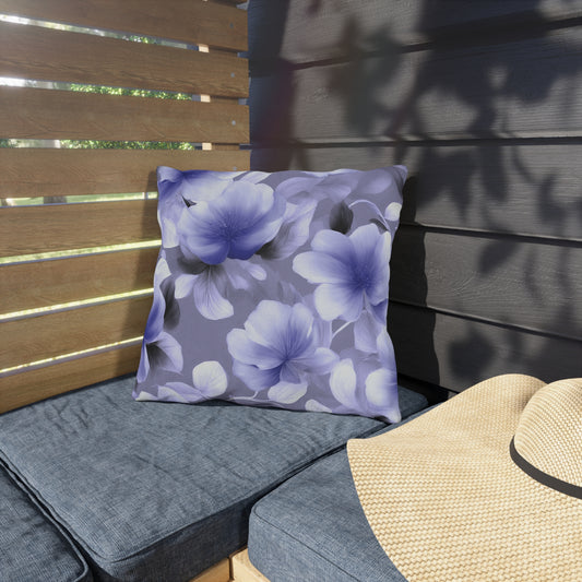 Indigo Blossom Floral Bunch Outdoor Pillow, 16" x 16"