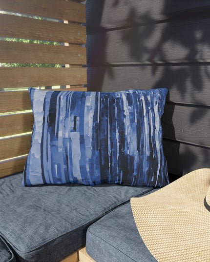 Striped Deep Blue 20" x 14" Outdoor Pillow