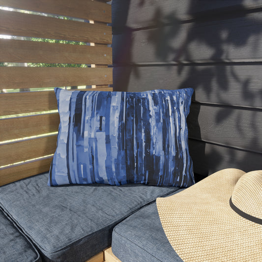 Striped Deep Blue 20" x 14" Outdoor Pillow