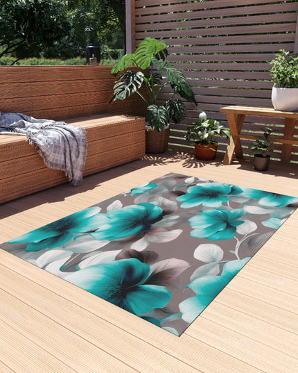 Tif Green Gray Floral Bunch Outdoor Rug, 48" x 72"