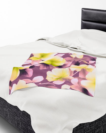Lemon Blossom Floral Bunch Velveteen Plush Blanket, 30" x 40"