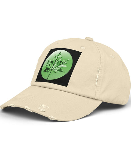 Mint Green Maple Leaf Unisex Distressed Cap