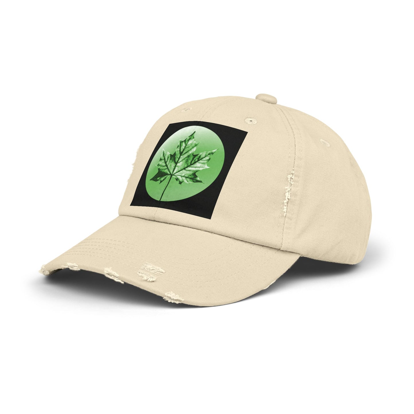Mint Green Maple Leaf Unisex Distressed Cap