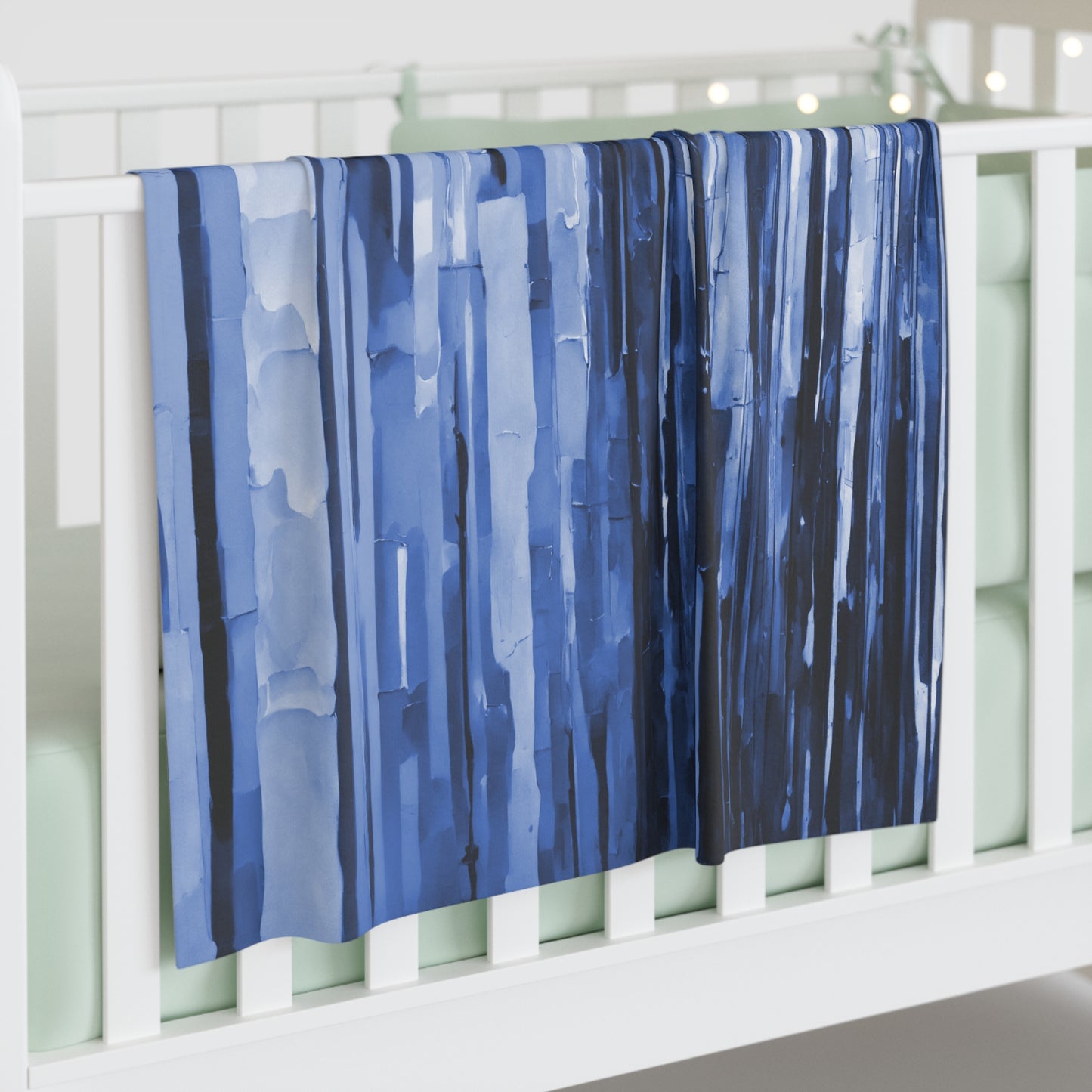 Striped Deep Blue Baby Swaddle 30″×40″ Blanket