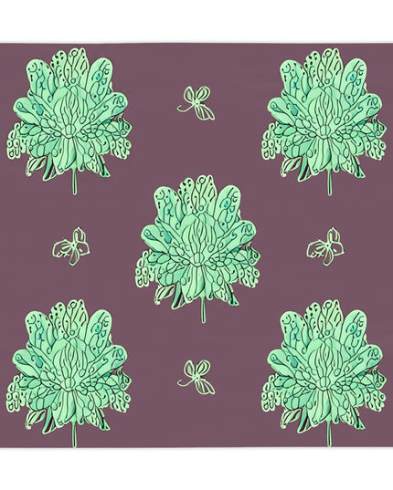 Mint Green Floral Butterflies Tablecloth, 55" x 55"