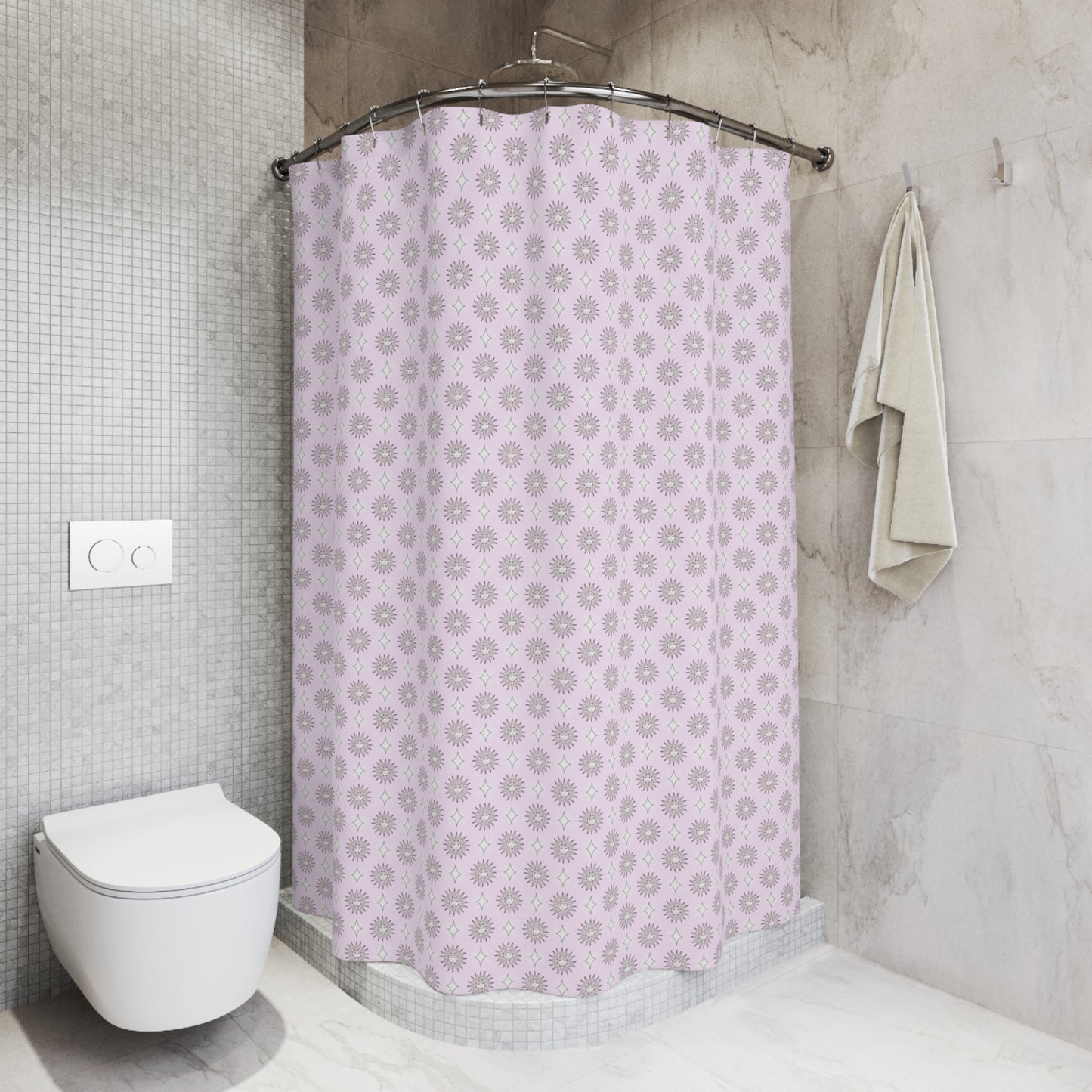 Pink Mornings Star-crossed Bodies Shower Curtain, 71" x 74"