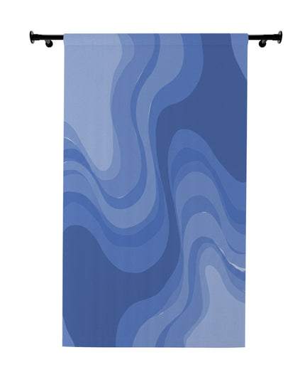 Deep Blue Wavey Window Curtain, 50" x  84", blackout