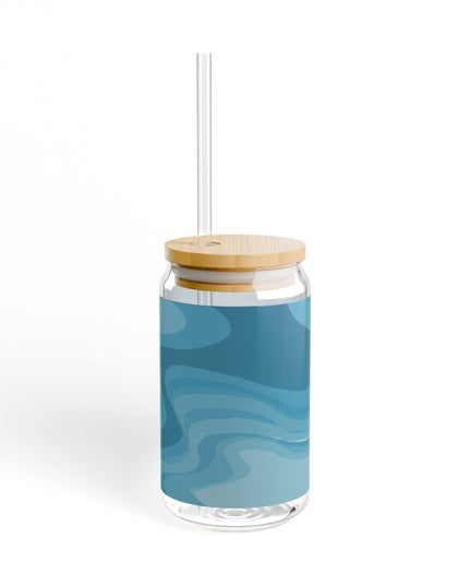 Sky Blue Wavey Sipper Glass, 16oz
