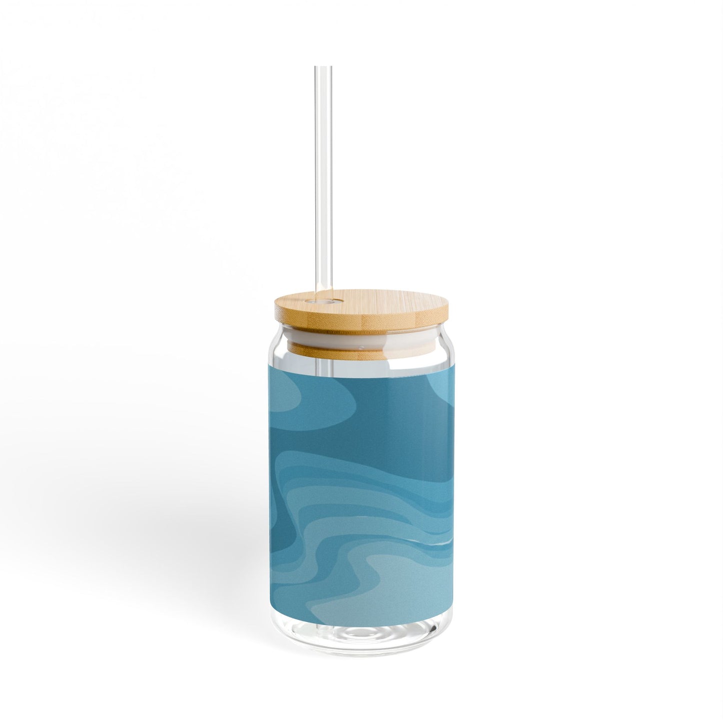 Sky Blue Wavey Sipper Glass, 16oz