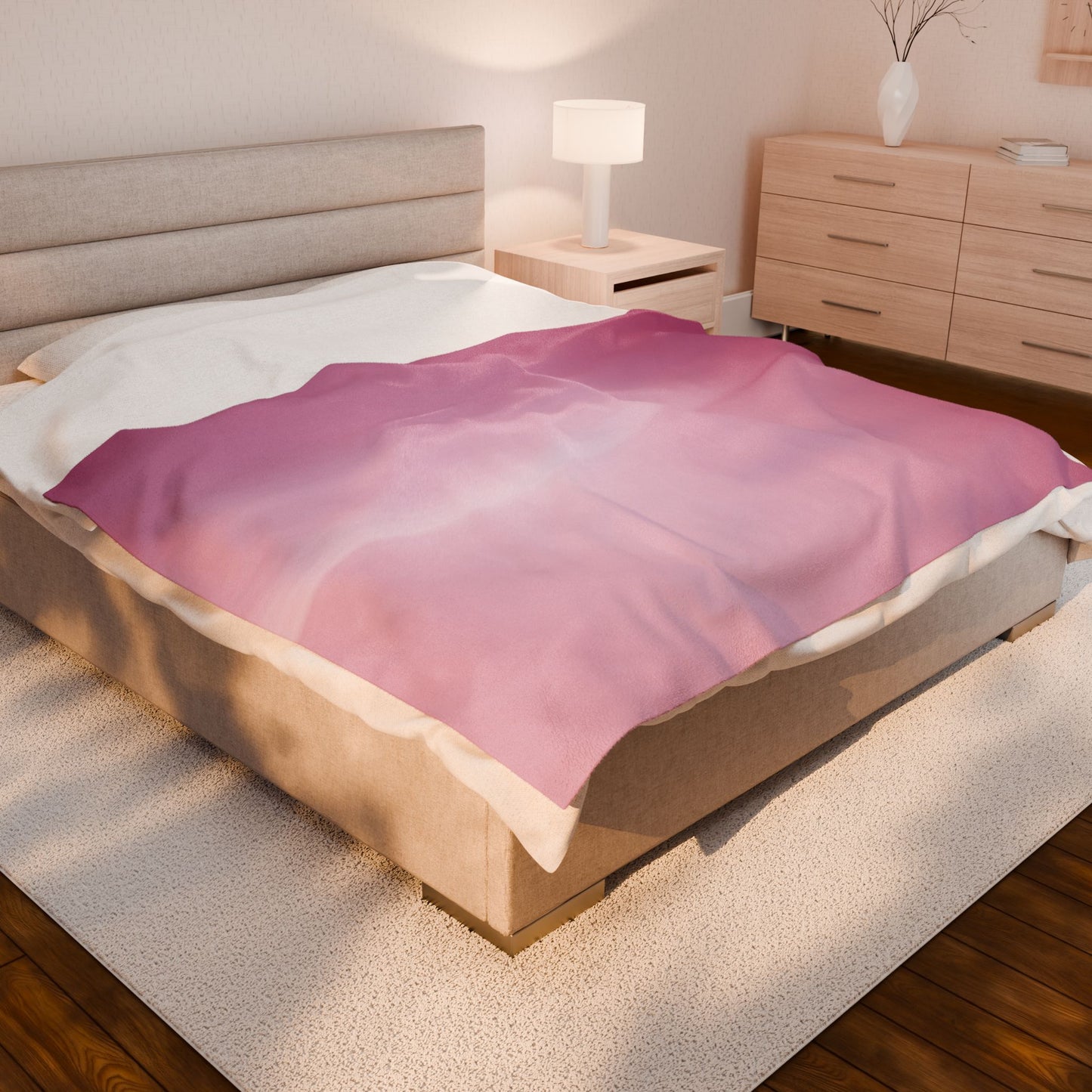 Pink Blush Fade Velveteen Plush Blanket, 60" x 80"