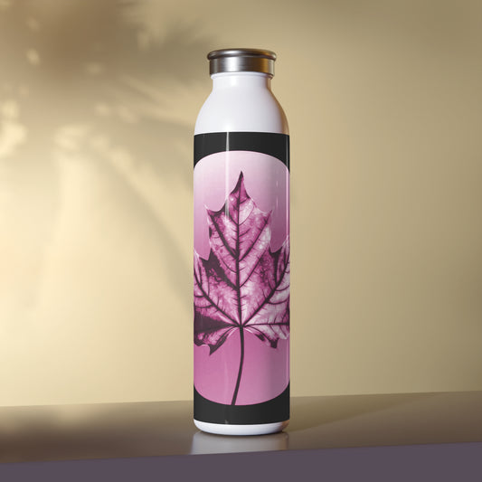 Magenta Maple Leaf Slim Water Bottle, 20 oz White